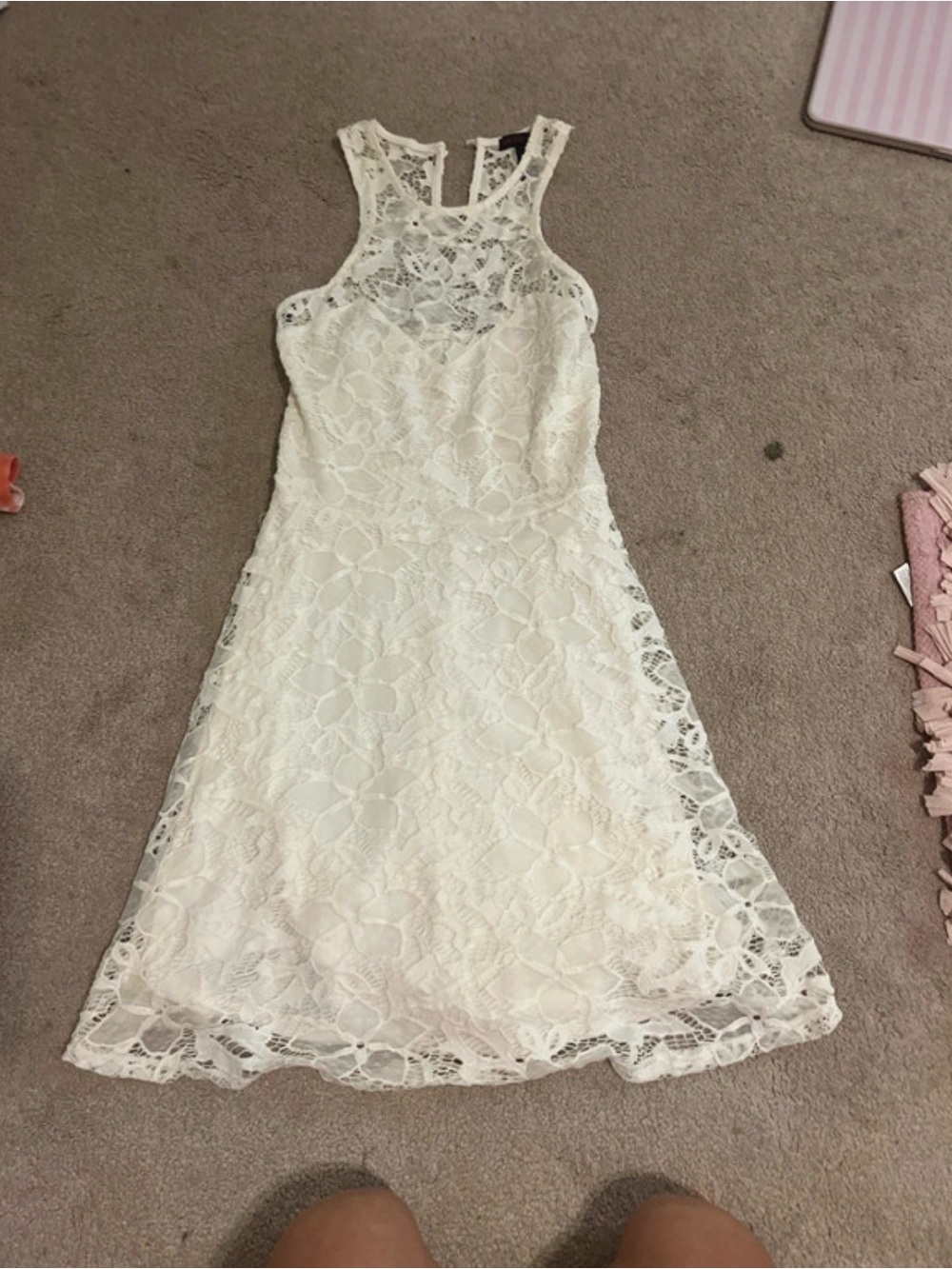 Material Girl Ivory Lace Tank Dress